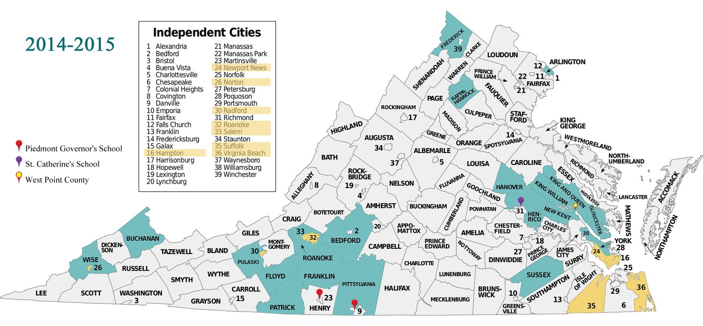 Map of Virginia coverage area