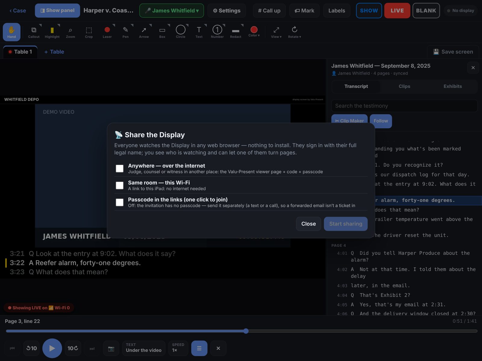 Share the Display options