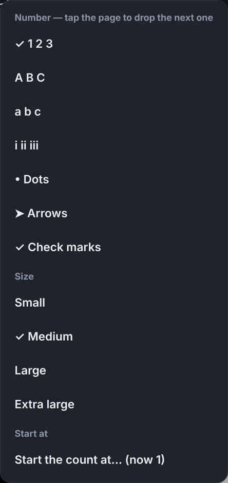 Number options