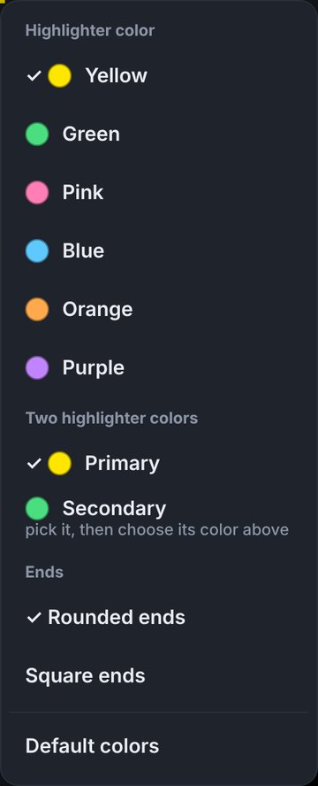 Highlighter options
