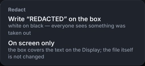 Redact options
